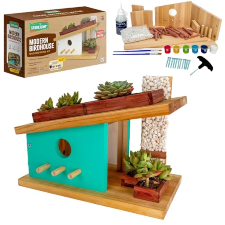 Woodworking Kits For Adults - Modern Birdhouse Woodworking Kit Complete DIY