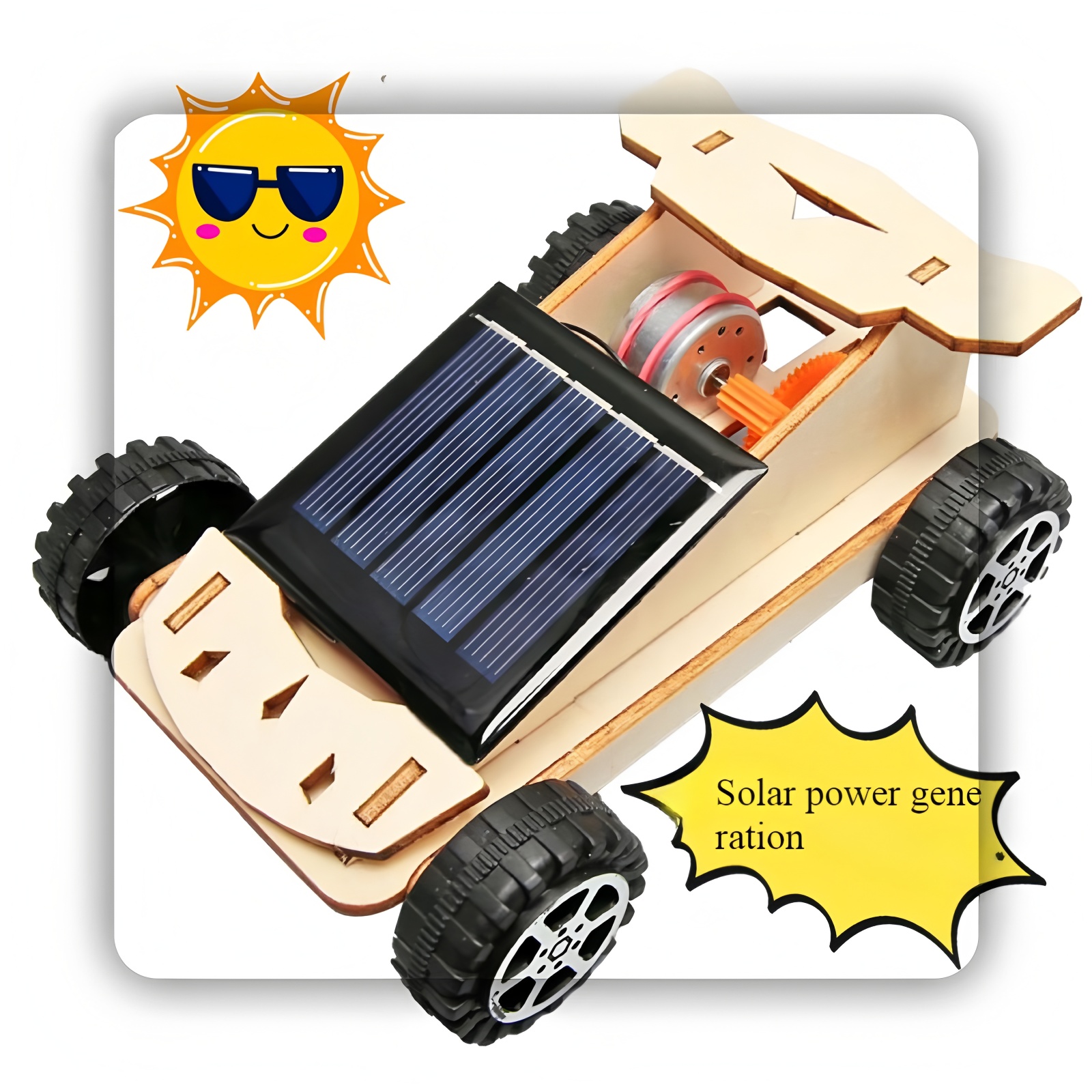 Woodworking Jigsaw - Solar-powered cars, children's DIY handcrafted assembly