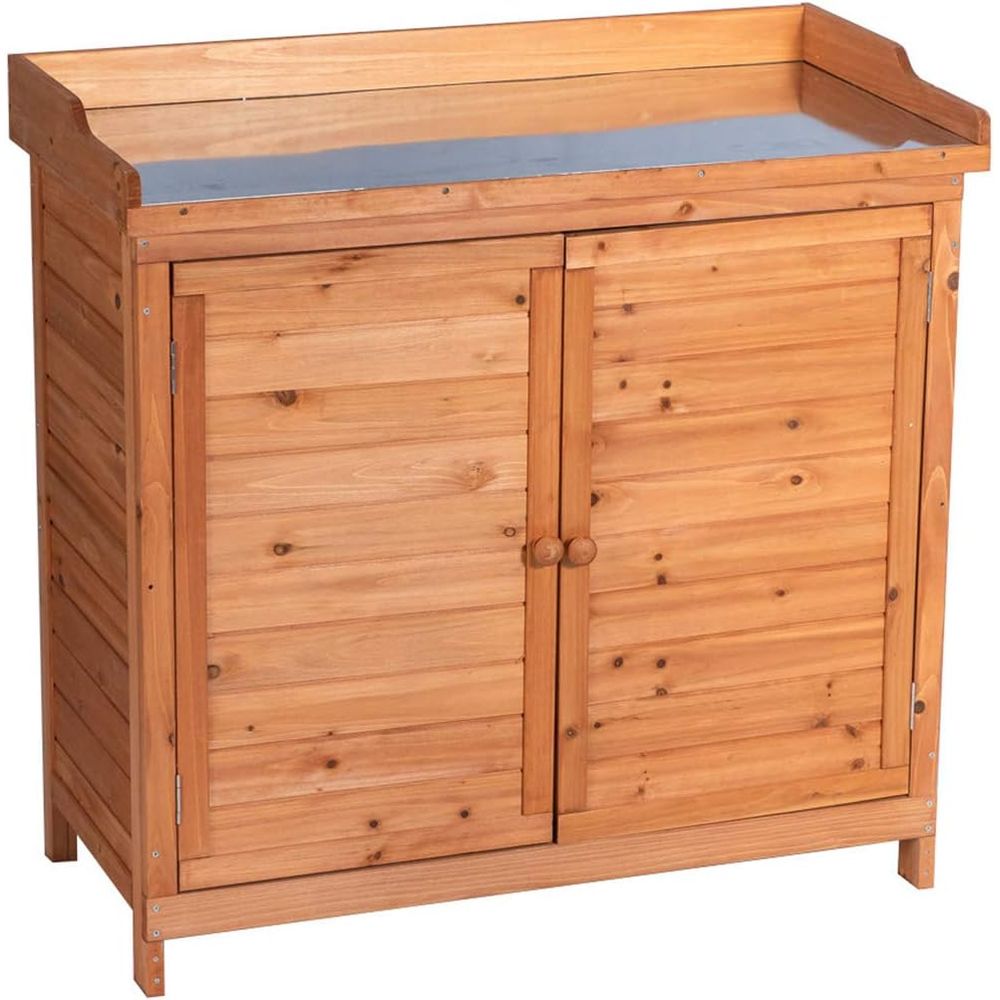 Woodworking Workbench - Outdoor Patio Wood Storage Cabinet with