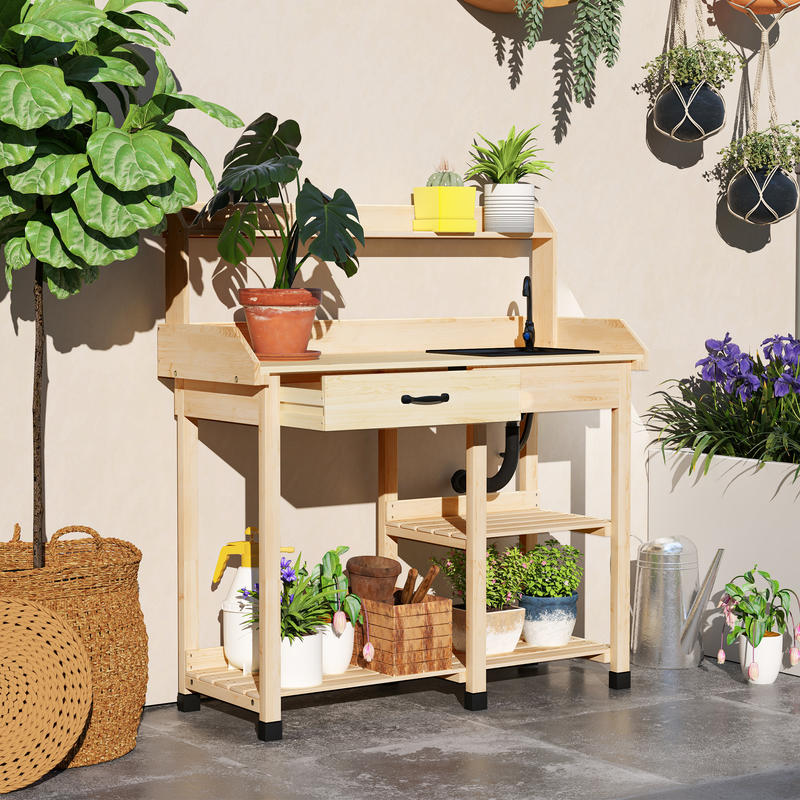 Potting Bench Table, Outdoor G – Woodworking Workbench Bewertung und Preis